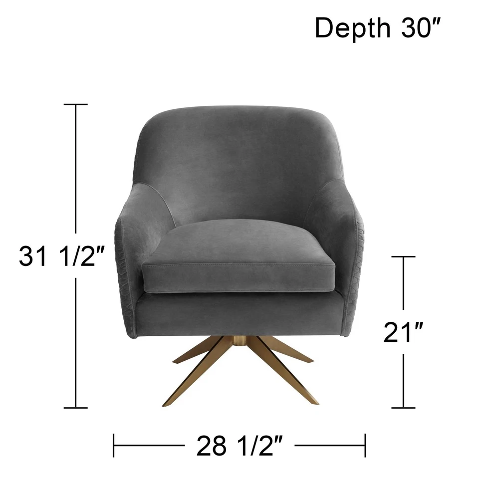 Silla giratoria Ames acolchada gris terciopelo Foto 4 de 4