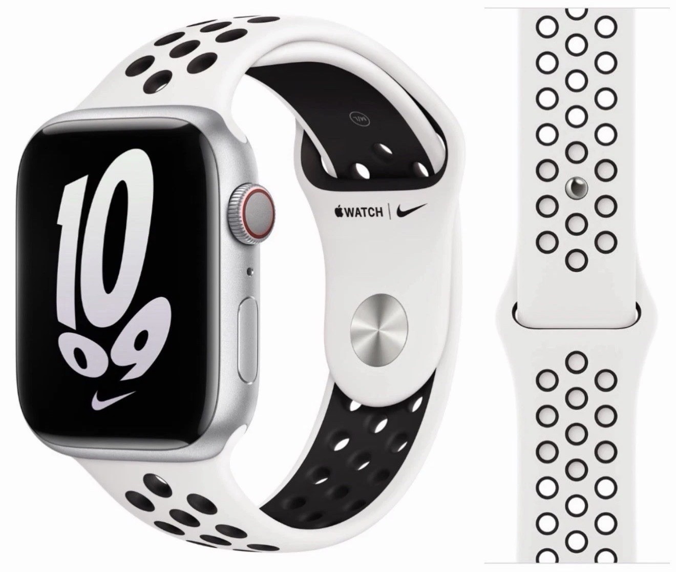 GENUINE APPLE NIKE SPORT BAND 44MM 45MM 46MM & 49MM SUMMIT WHITE / BLACK STRAP