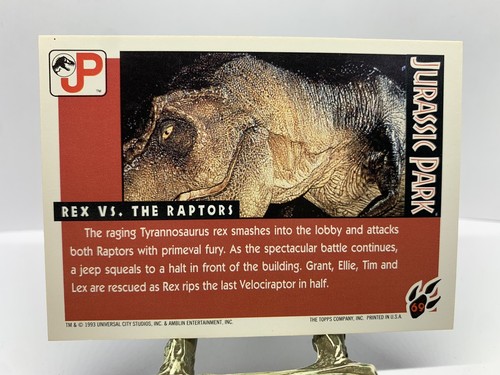 1993 Topps Jurassic Park Karte - #69 Rex VS The Raptors - Bild 2 von 4
