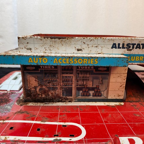 Vtg Marx Happi-Time Sears Allstate Service Station Tin Litho Toy 26"x15"x6" - Picture 2 of 18
