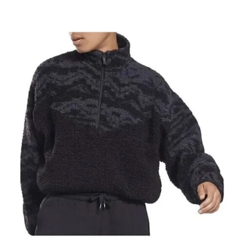 Core 10 Reebok Women's Plus Size Gray Black Sherpa Quarter-Zip Jacket 4X, 26-28W