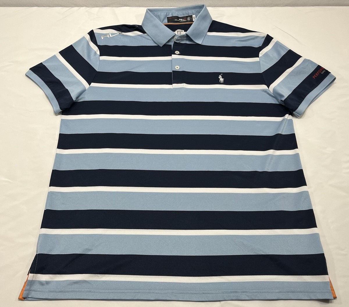 RLX Polo Ralph Lauren Golf Polo Shirt PGA Tour Pony Blue Striped
