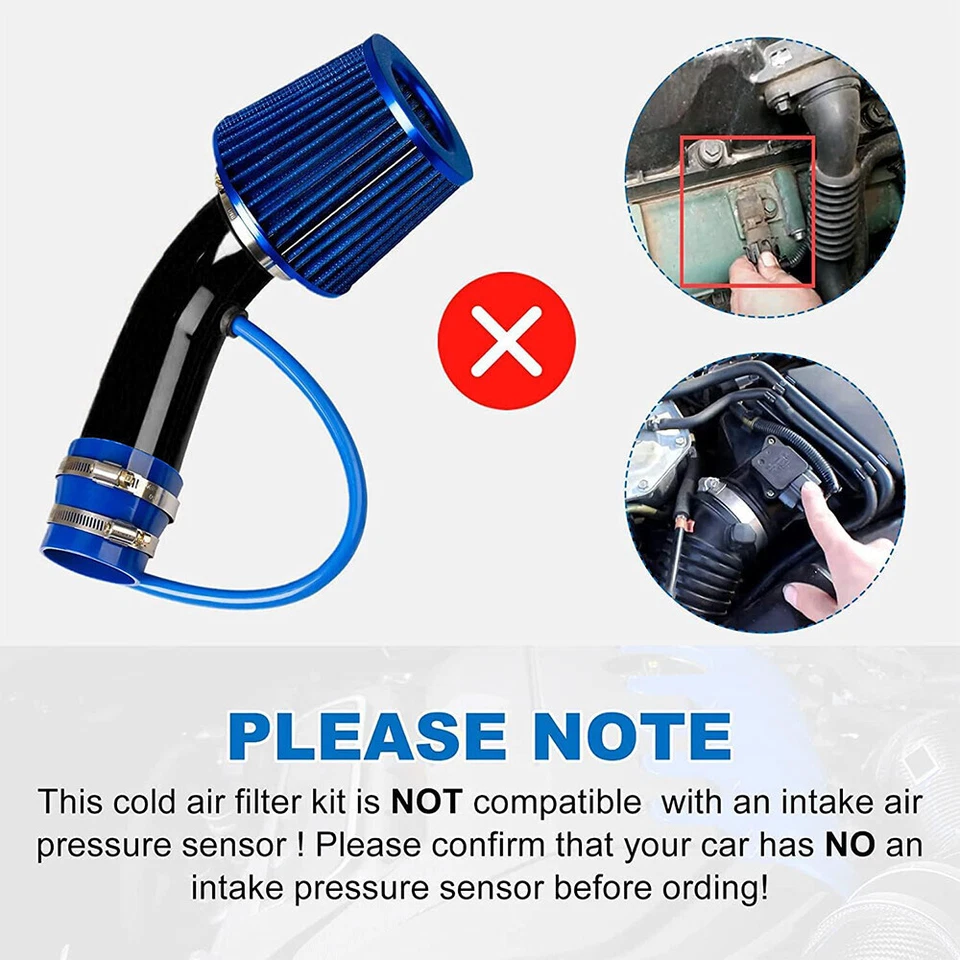 3'' Cold Air Intake Filter Induction Kit Pipe Power Flow Hose System Universal Foto 4 de 4