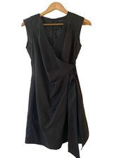 Ark & Co Black Sleeveless Wrap Front Side Tie Mini Dress BD-9376-T Small