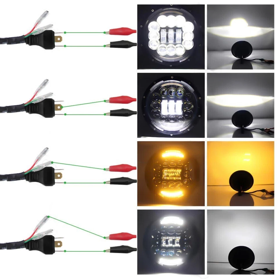 Pair 7" Inch Round LED Headlights Halo Hi/Lo Beam For Jeep Wrangler JK LJ TJ CJ - Image 4 of 4