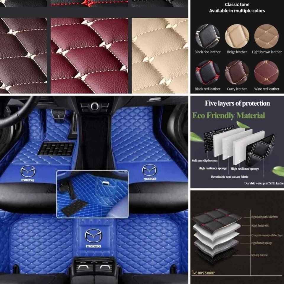For Mazda Car Floor Mats Custom Carpets All Weather with pockets Waterproof Mat Foto 2 de 4