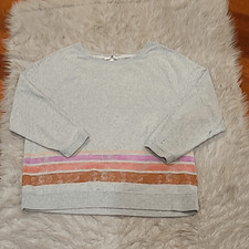 Victoria secret womens gray cotton multicolored stripped sweatshirt