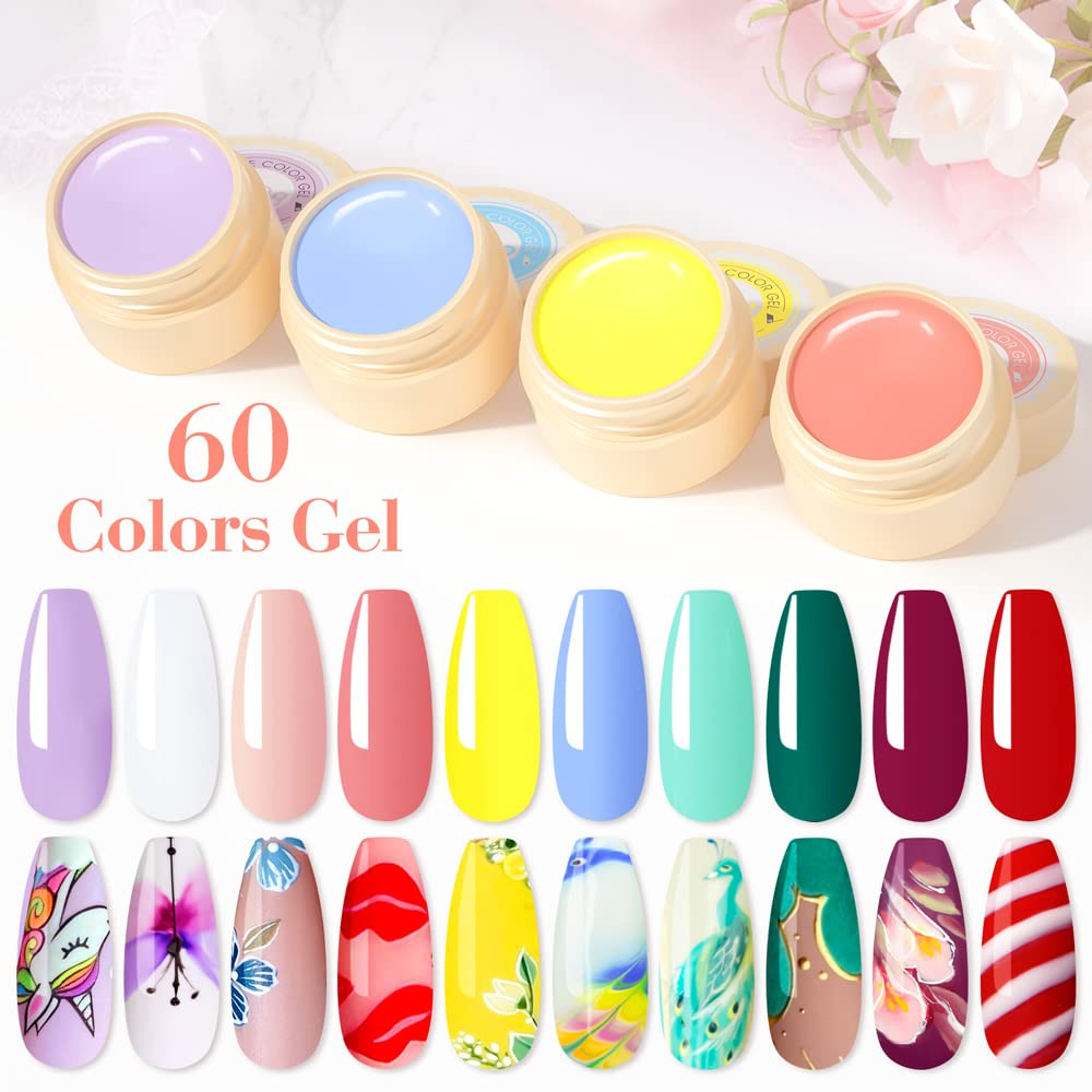 VENALISA Gel Paint for Nails Art Kit, 60 Colors Solid Gel Polish Set