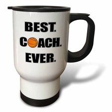 3dRose Basketball Best Coach Ever 14oz Stainless Steel Travel Mug
