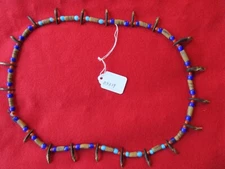 COYOTE TEETH, ON FUR TRADE EARLY AMERICAN BEADED TRADE NECKLACE       #WHA-03219