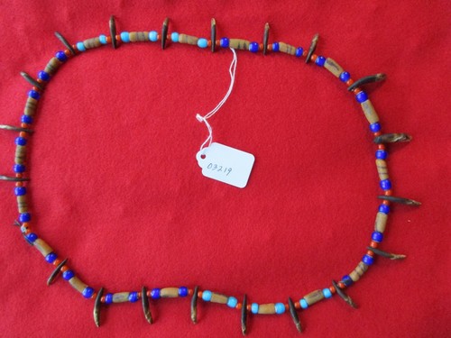 COYOTE TEETH, ON FUR TRADE EARLY AMERICAN BEADED TRADE NECKLACE  WHA-0226*03219