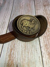 Vintage Aries Solid brass buckle With belt Astrology Horoscope Sign Ram Zodiac