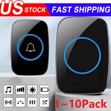 Waterproof Wireless Doorbell Adjustable Volume 1000FT Plugin Receiver 38 Chime