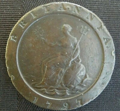 橘　大英帝国　ジョージ3世　車輪銭　2 ペンス銅貨　1797 橘 大英帝国 ジョージ3世 車輪銭 2 ペンス銅貨 1797 1797 UK Great Britain