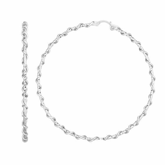 Extra Large Round Hoop Earrings All Diamond Cut Wrap Wire 45mm Sterling Silver