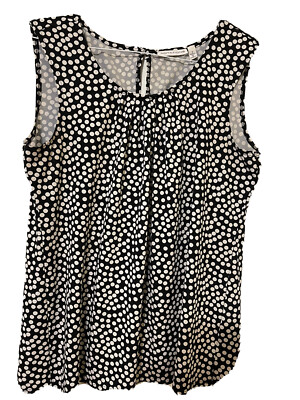 NOTATIONS Woman s Sleeveless Silky Stretchy Top Blouse White Black Size L USA