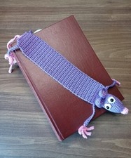 Lesezeichen LESERATTE/ gehäkelt, lila, Handarbeit, NEU