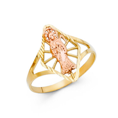 Ioka - 14K Two Tone Solid Gold Santa Muerte Grim Reaper Fancy Ring