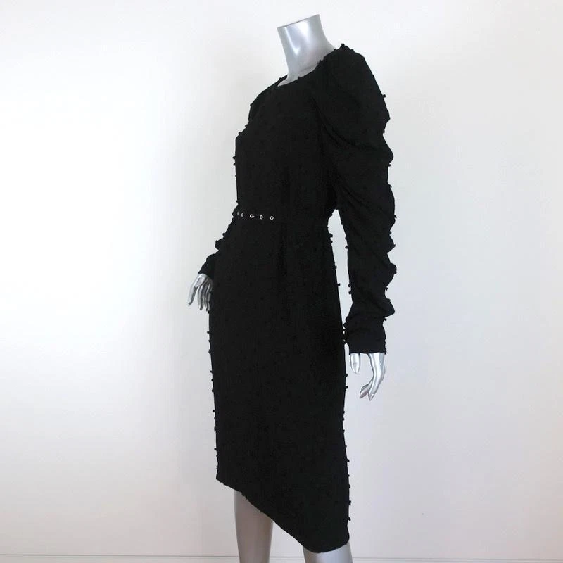 Vestido Rachel Comey Whiff Negro Texturizado Jacquard Talla 4 Drapeado Manga Larga Foto 3 de 4