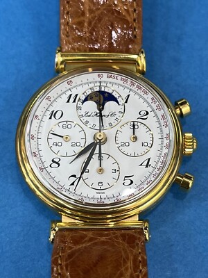 TAG Heuer Edward Heuer Moon Phase Chronograph Gold  Plate