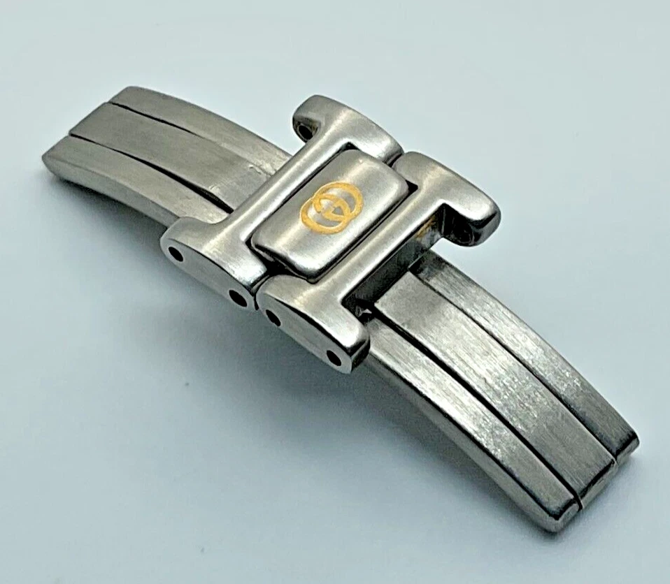 BOUCLE DE DÉPLOIEMENT DE MONTRE GUCCI ORIGINALE 12 MM AVEC MAILLONS POUR BRACELET BICOLORE 9000 L