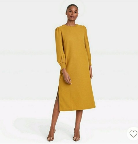 Who What Wear Long Sleeve Mustard Midi 