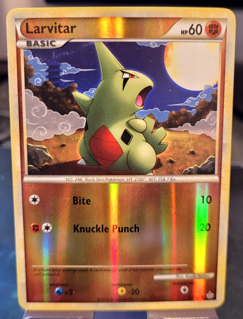 Pokemon HGSS Unleashed Larvitar Reverse Holo Common 51/95 NM/M Condition