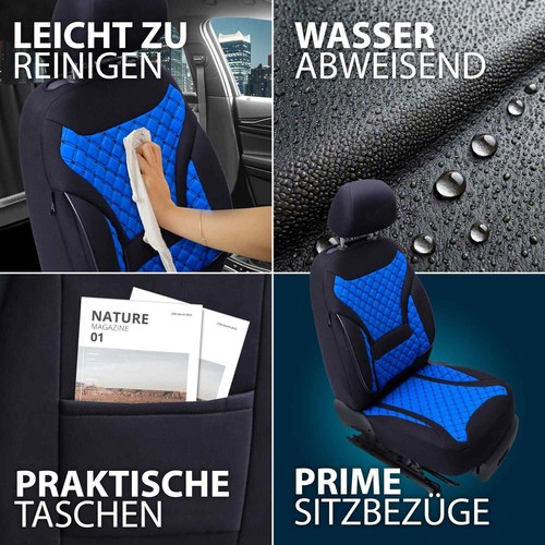 Fundas de asiento de coche Prime adecuadas para Opel Astra K desde 2015-2021 (negro-azul) | NUEVO - Imagen 10 de 12