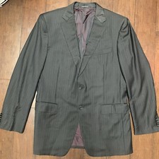 ERMENEGILDO ZEGNA Men's 44 Regular Burgundy Gray Pinstripe Sport Coat Blazer