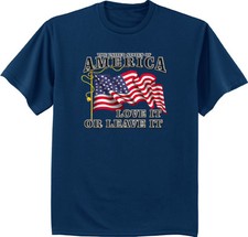 Camiseta Hombre USA Love it or déjalo Divertido diciendo Bandera Americana Tea Party Ejército