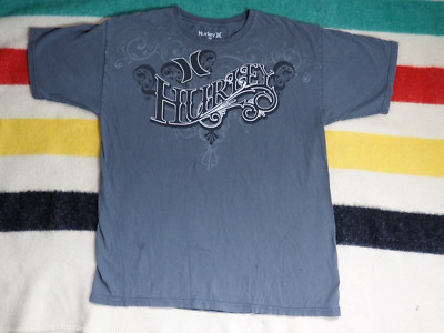 VTG Y2k 2000s Hurley Script Logo Skate Grunge Faded Gray Tee T-Shirt Mens L