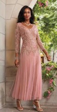 16 Ashro Pink Formal Wedding Church Party Trudie Beaded Ball Gown Dress