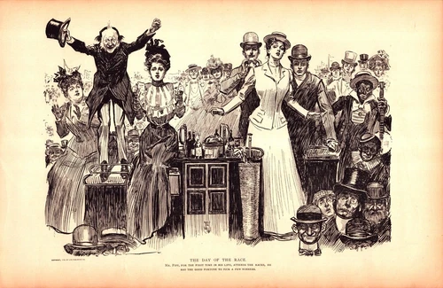 "THE DAY OF THE RACE" Antique authentic Gibson print 1907