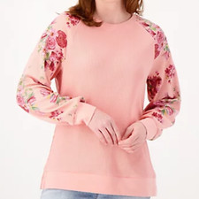 Belle by Kim Gravel Baby Waffle Indigo Floral Sweatshirt, Size XXS