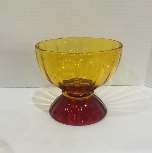 "Par de cuencos de postre de vidrio Libbey (2) dos tonos rojo amarillo multiuso 5"" con MCM" - Imagen 6 de 12