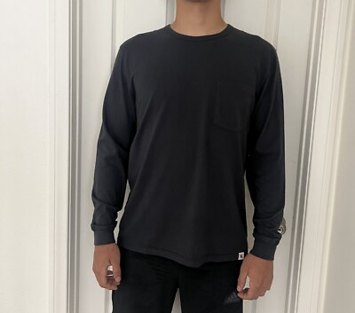 NWT Men s Best Made Long Sleeve Supima Knit Pocket tee Shirt Ash Black Size L