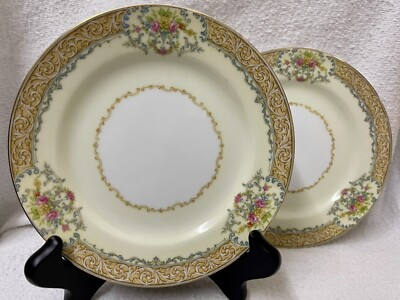 Noritake Mystery #56     6-3/8'' Bread & Butter Plates Floral Urns - Set of 2