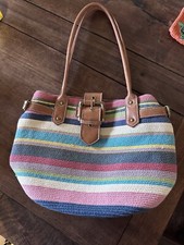 Miulticolor Woven Rainbow Beach Purse Bag Bohemian Tote
