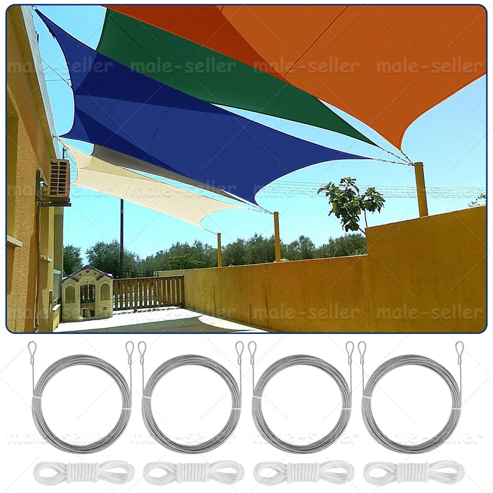 Sun Shade sail Sunscreen Awning Canopy WATERPROOF 98% UV Block with Wire Rope - Image 4 of 4