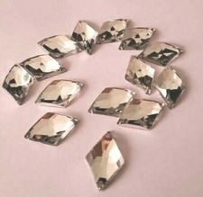 CraftbuddyUS 30pcs 12X20mm Acrylic Diamond CLEAR Faceted Sew On Rhinstone Gems