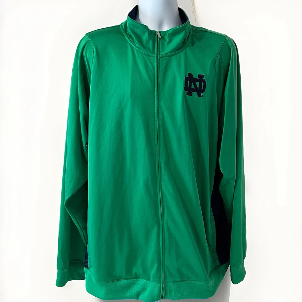Vintage Notre Dame Full Zip Jacket Men 2XL Green Genuine Stuff Embroidered Logo - Image 3 of 4
