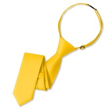 Boys Black Tie Pre-tied Adjustable Kids Solid Color Necktie for Age 8-12 Yellow