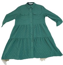 Davi & Dani Green Tiered Button Front Shirt Dress Women’s Small