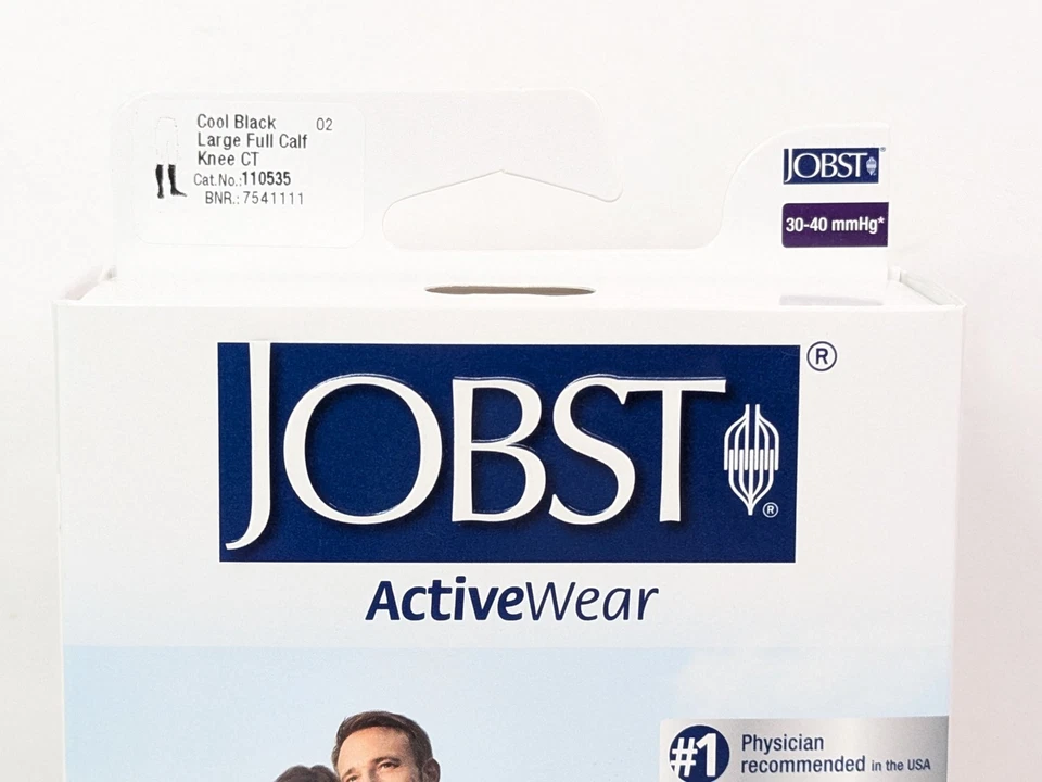 Meias de compressão Jobst Activewear joelho 30-40 mmHg preto legal grande panturrilha completa - Imagem 2 de 4