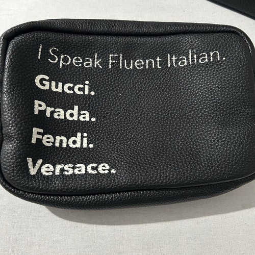 black "I Speak Fluent Italian" vegan leather fanny pack / crossbody bag, fashion