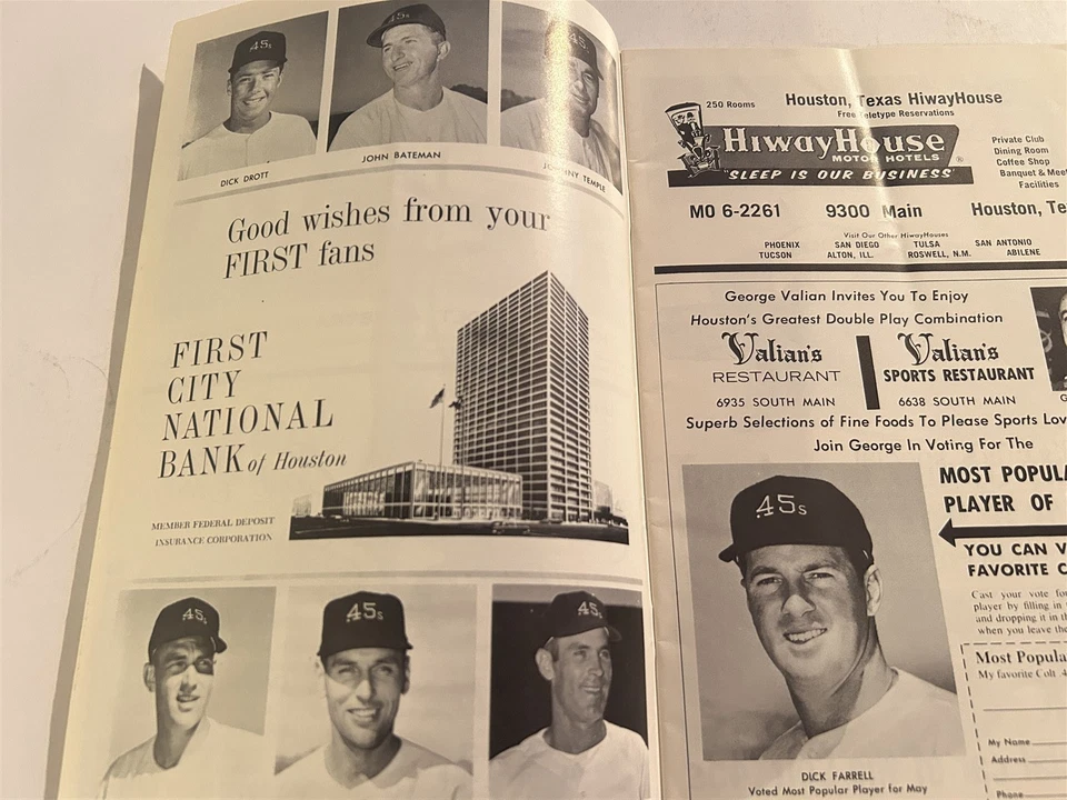 1963 ST Louis Cardinals vs HOUSTON Colt 45s Program RUSTY STAUB Runnels TEMPLE - Image 3 of 4