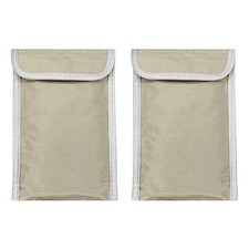 2 Pcs Faraday Bags, 7.3 x 4.3 Inch Phone Fob Protector Faraday Bags, Cream White