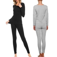 Womens Winter Warm 2pcs Ultra-Soft Fleece Lined Thermal Underwear Set Long Johns