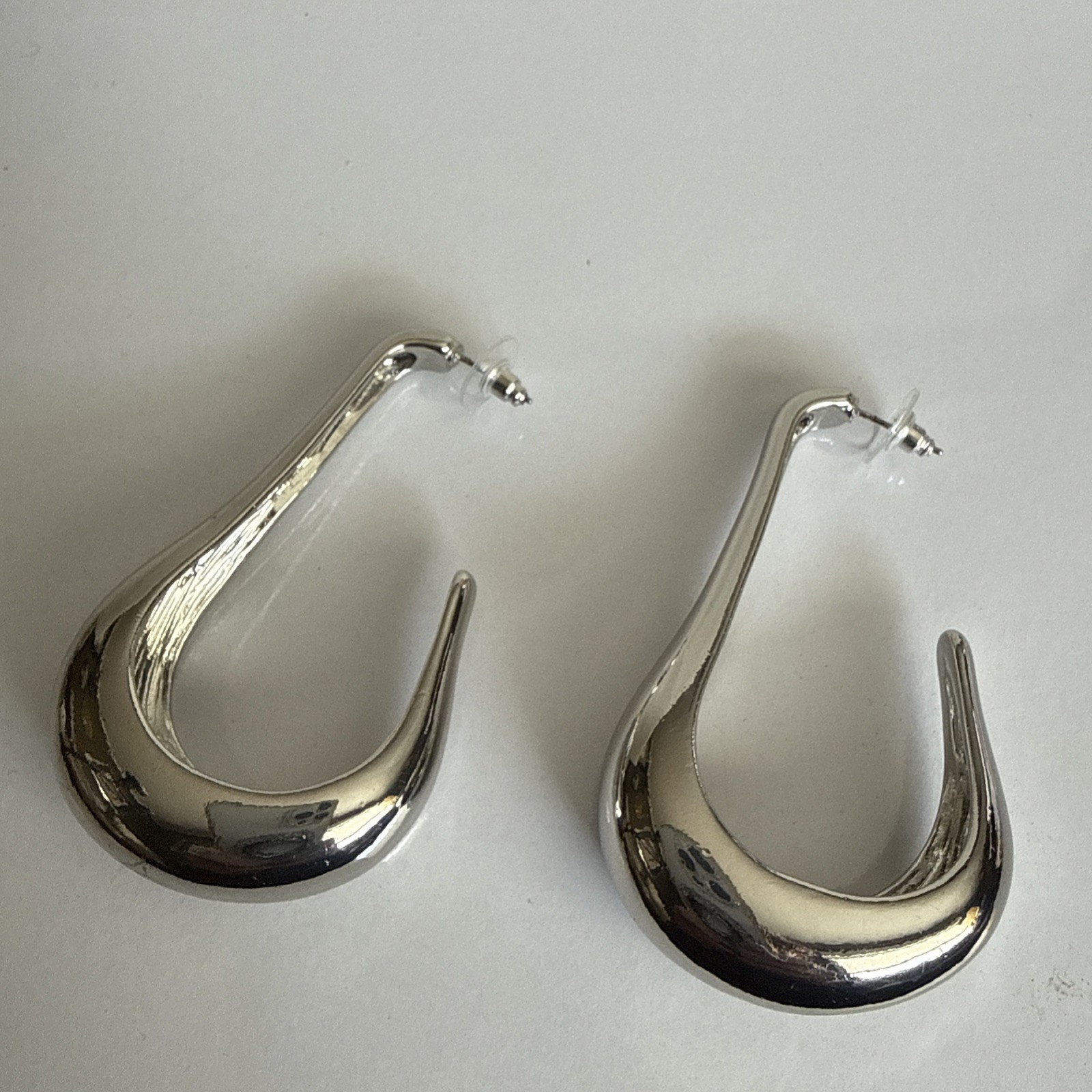 Elongated Silver Statement Earrings ￼ - image 6