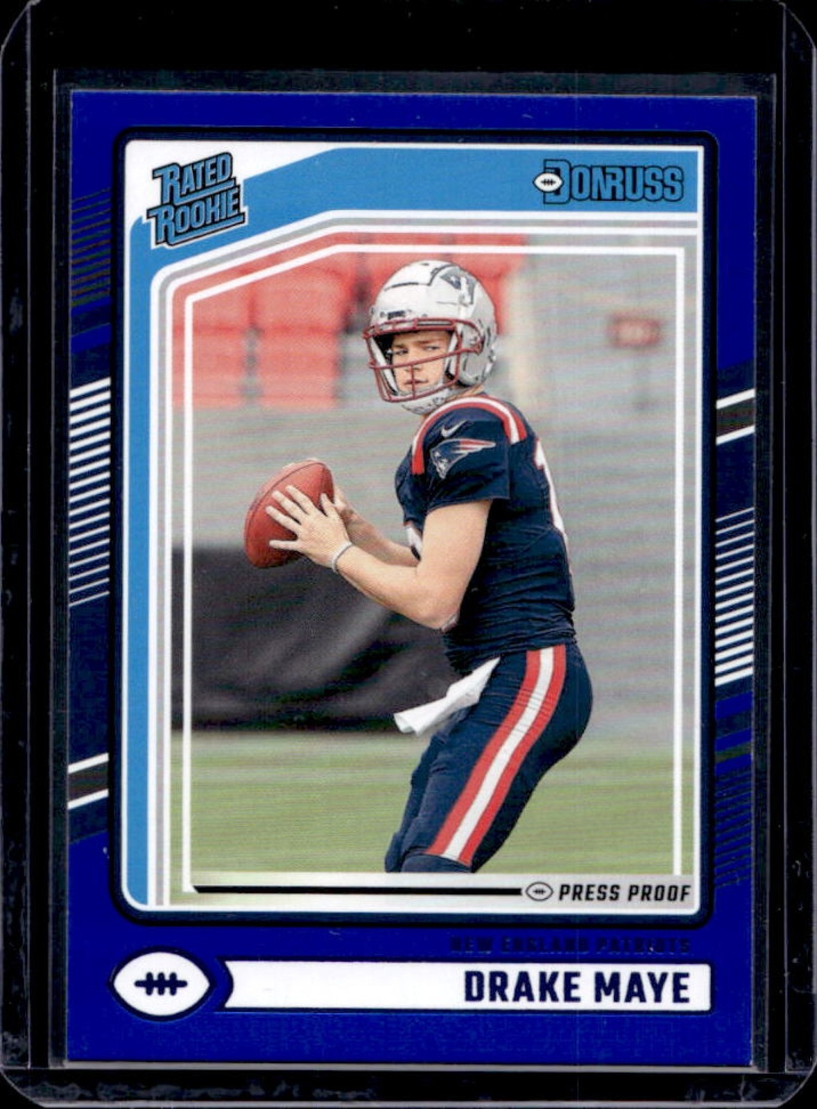 2024 Donruss Drake Maye Press Proof Blue Rated Rookie #379 Patriots